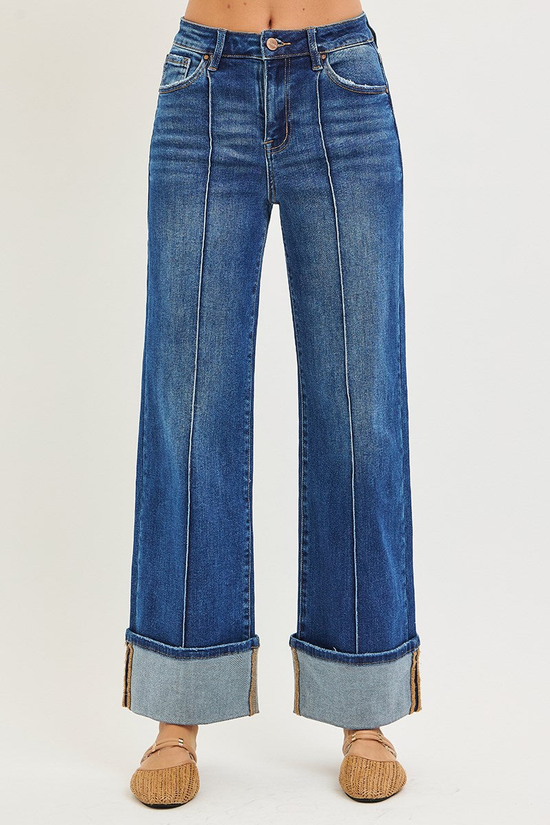 Risen High Rise Pintucked Cuffed Jeans