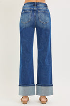 Risen High Rise Pintucked Cuffed Jeans