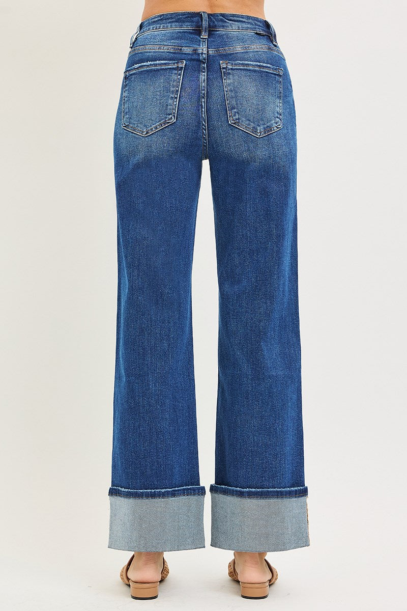 Risen High Rise Pintucked Cuffed Jeans