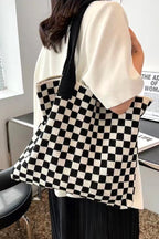 Checkered Canvas Tote Bag