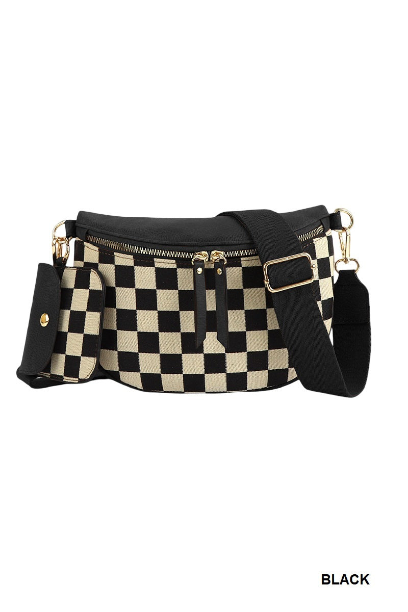 Duo Checkered crossbody sling bag & wallet