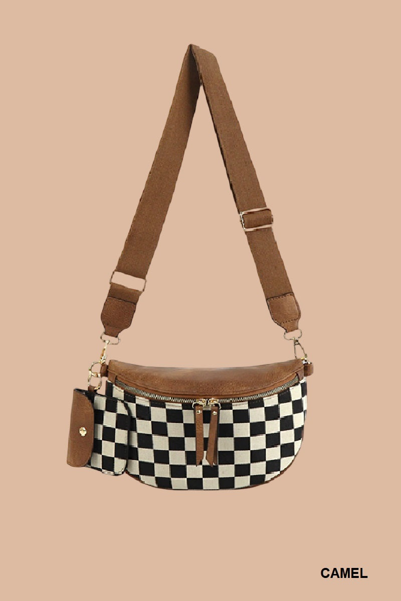 Duo Checkered crossbody sling bag & wallet
