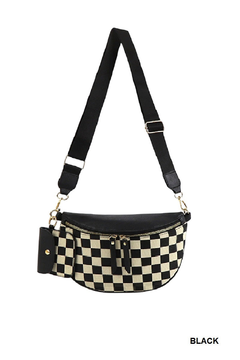 Duo Checkered crossbody sling bag & wallet
