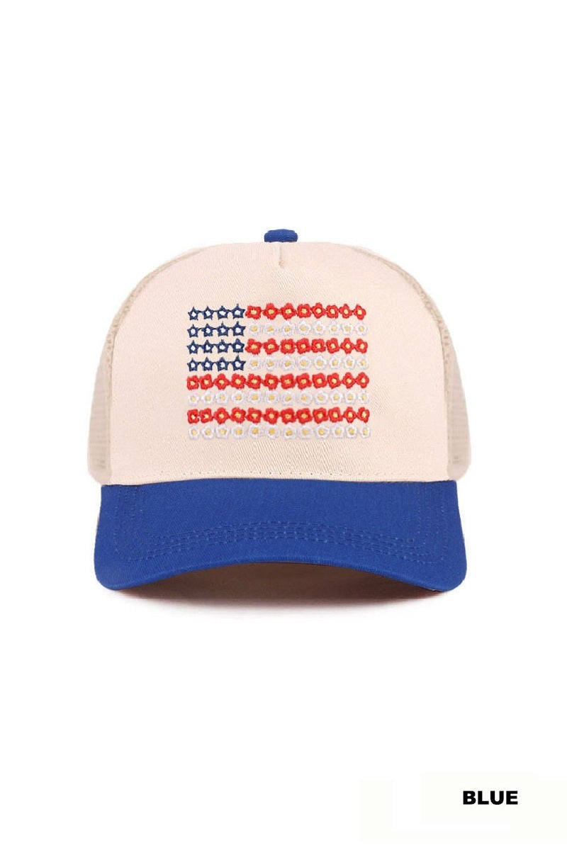 Floral American Flag SnapBack