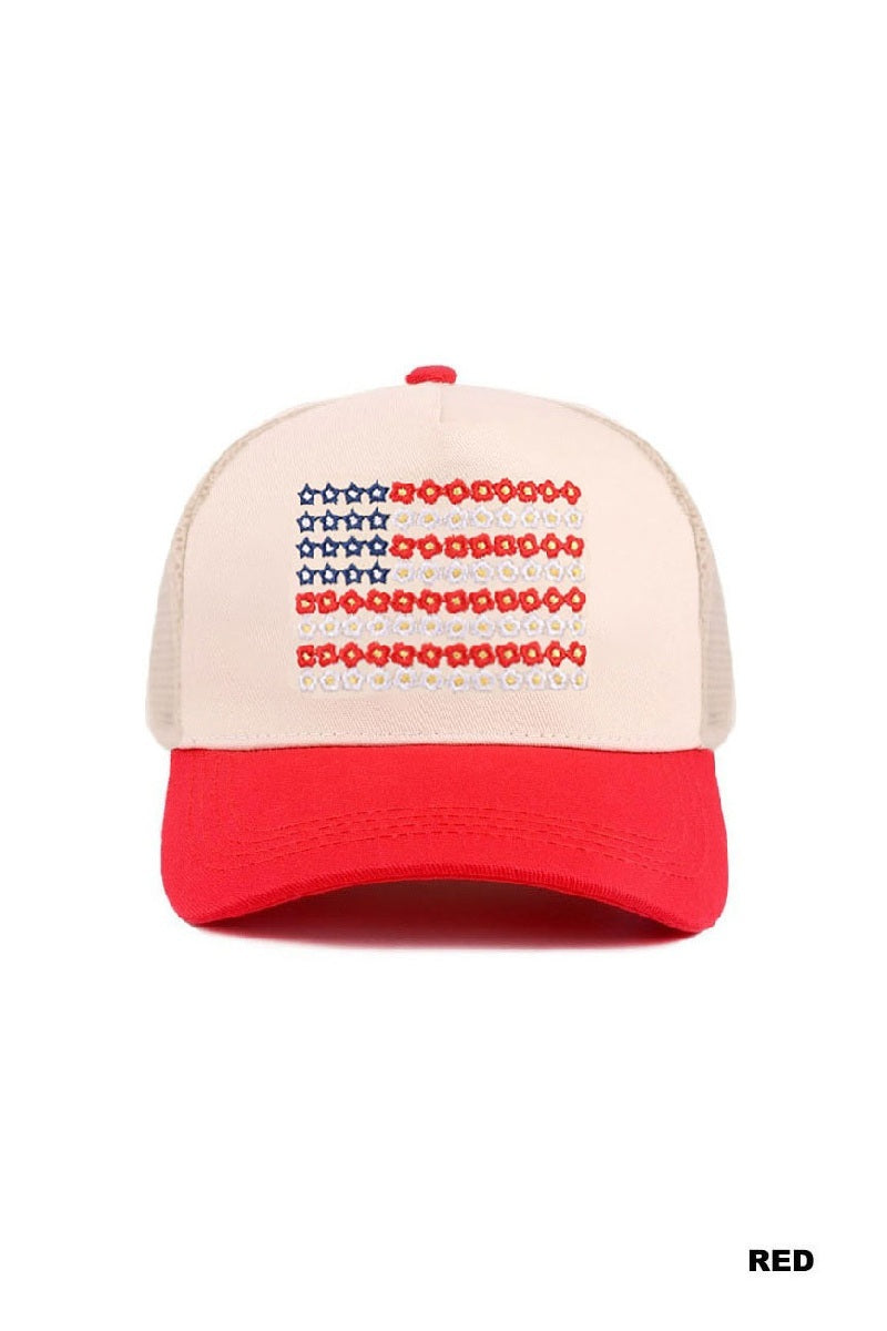 Floral American Flag SnapBack