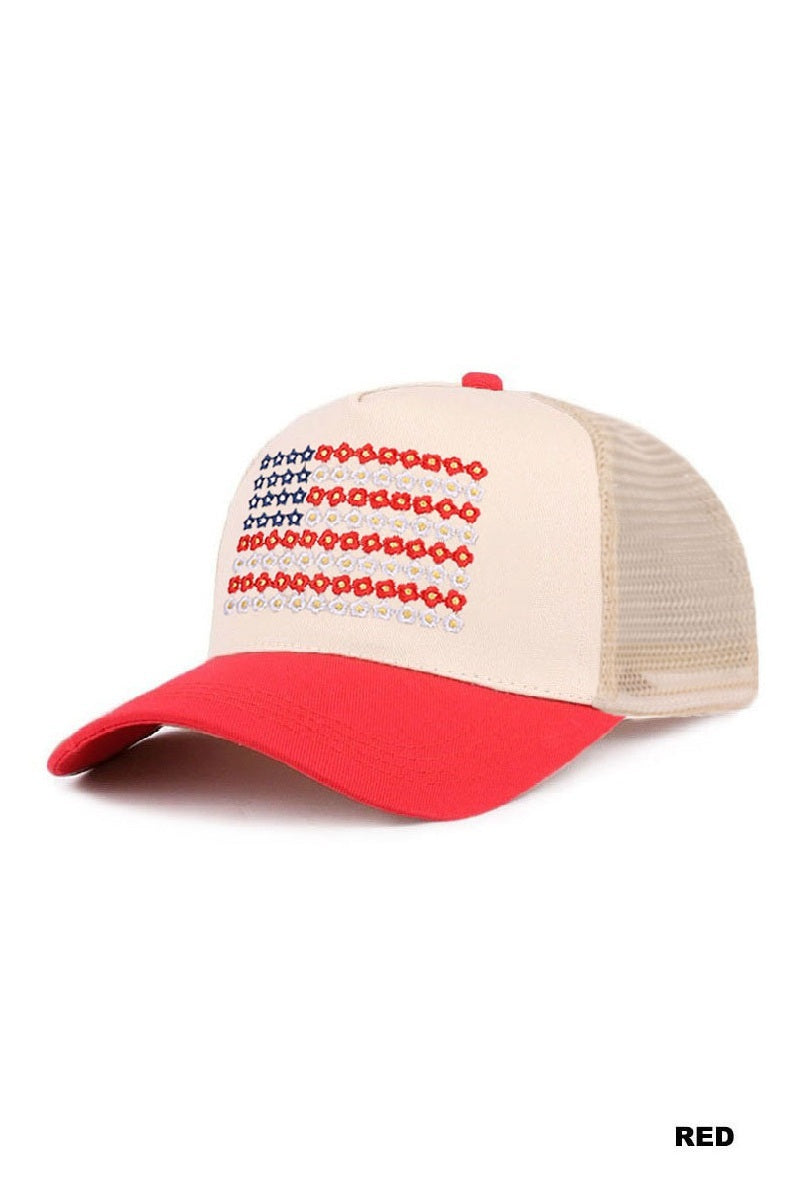 Floral American Flag SnapBack