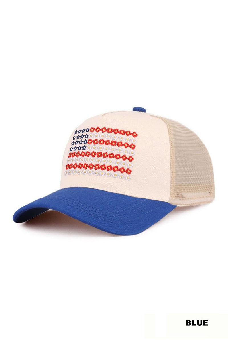 Floral American Flag SnapBack