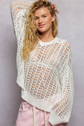 Hooded Pointelle Crochet Top