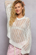Hooded Pointelle Crochet Top