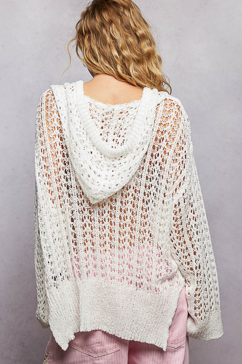 Hooded Pointelle Crochet Top