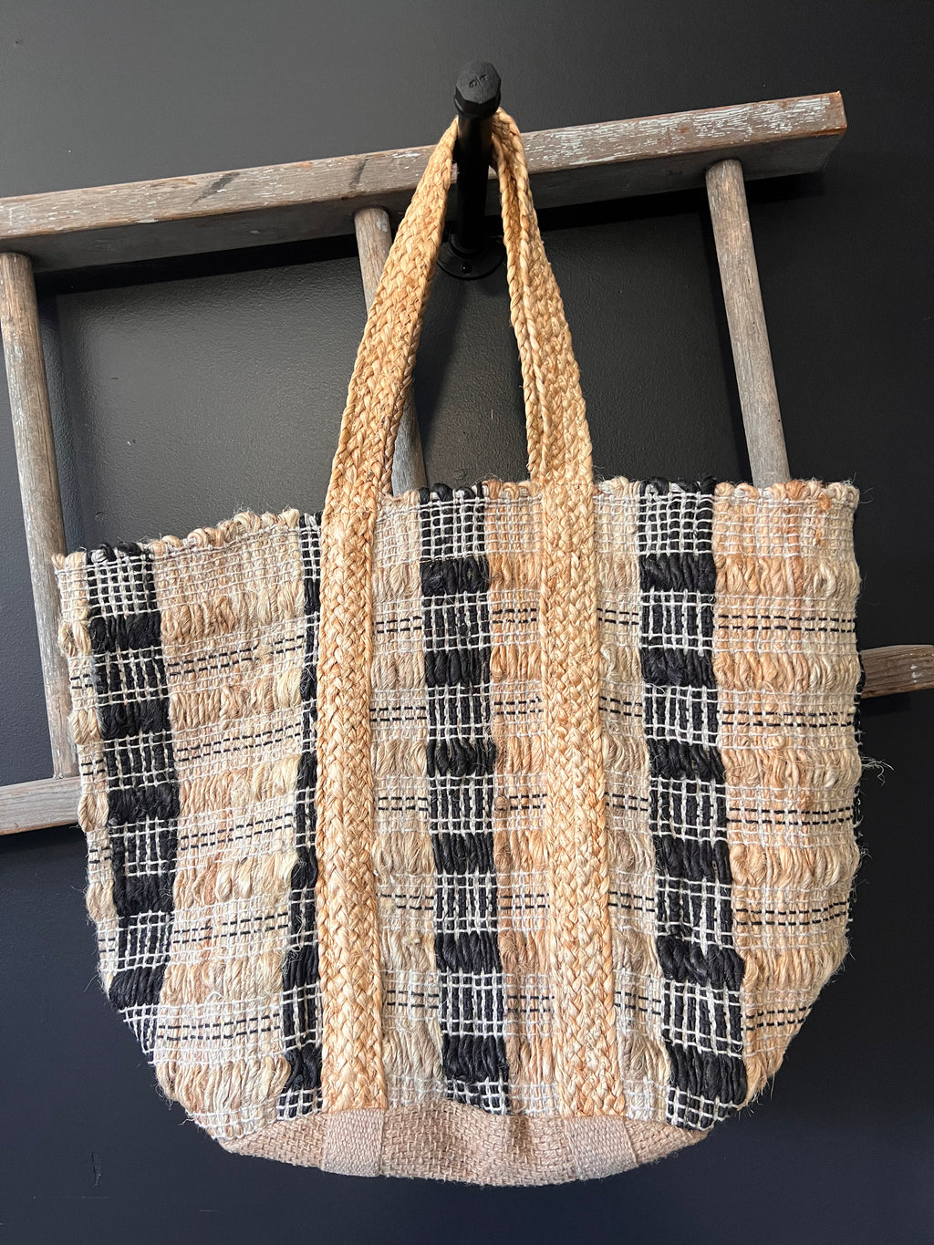 Handwoven Black/multi Tote Bag