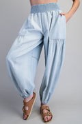 Washed Denim Jogger Pants