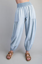 Washed Denim Jogger Pants