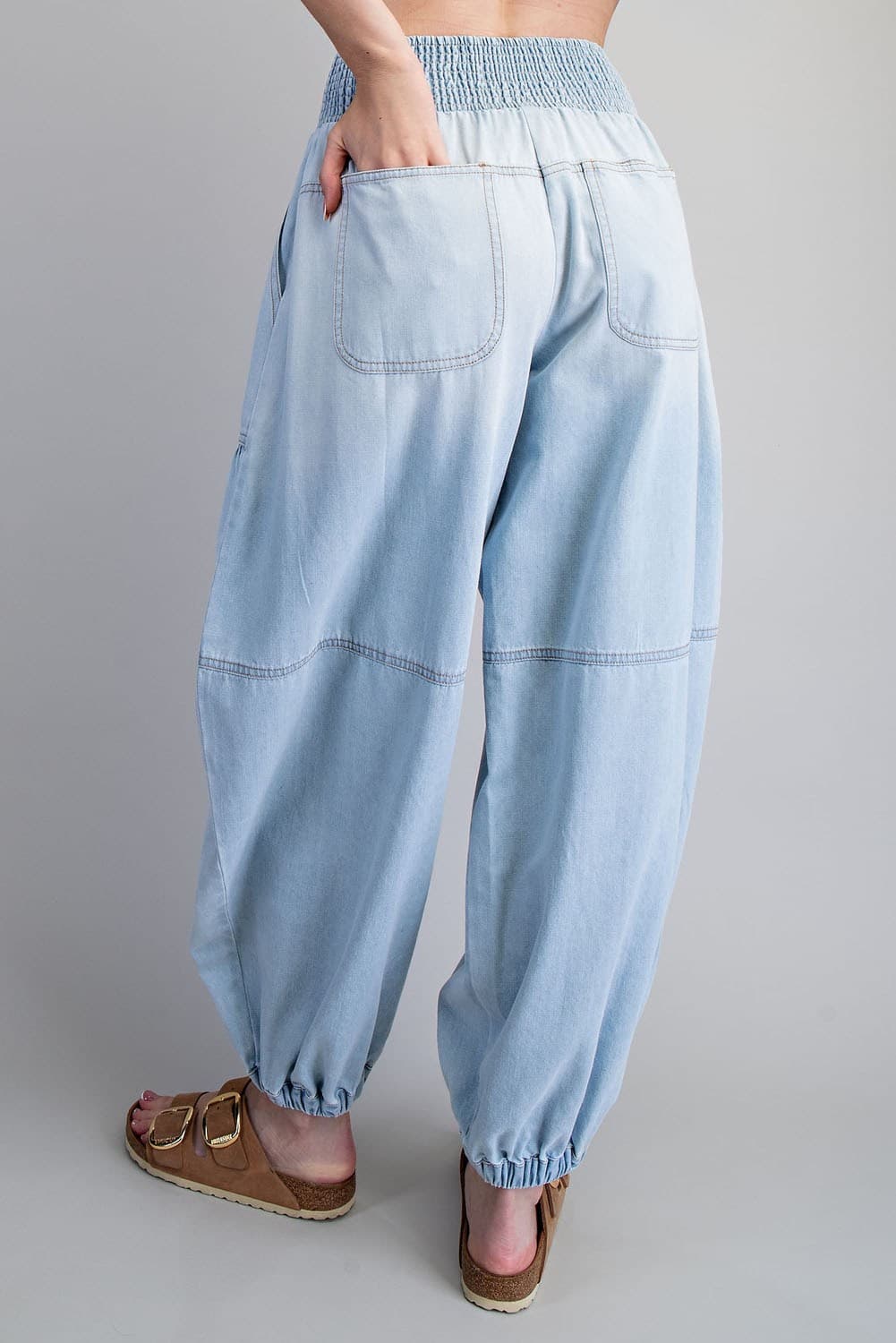 Washed Denim Jogger Pants