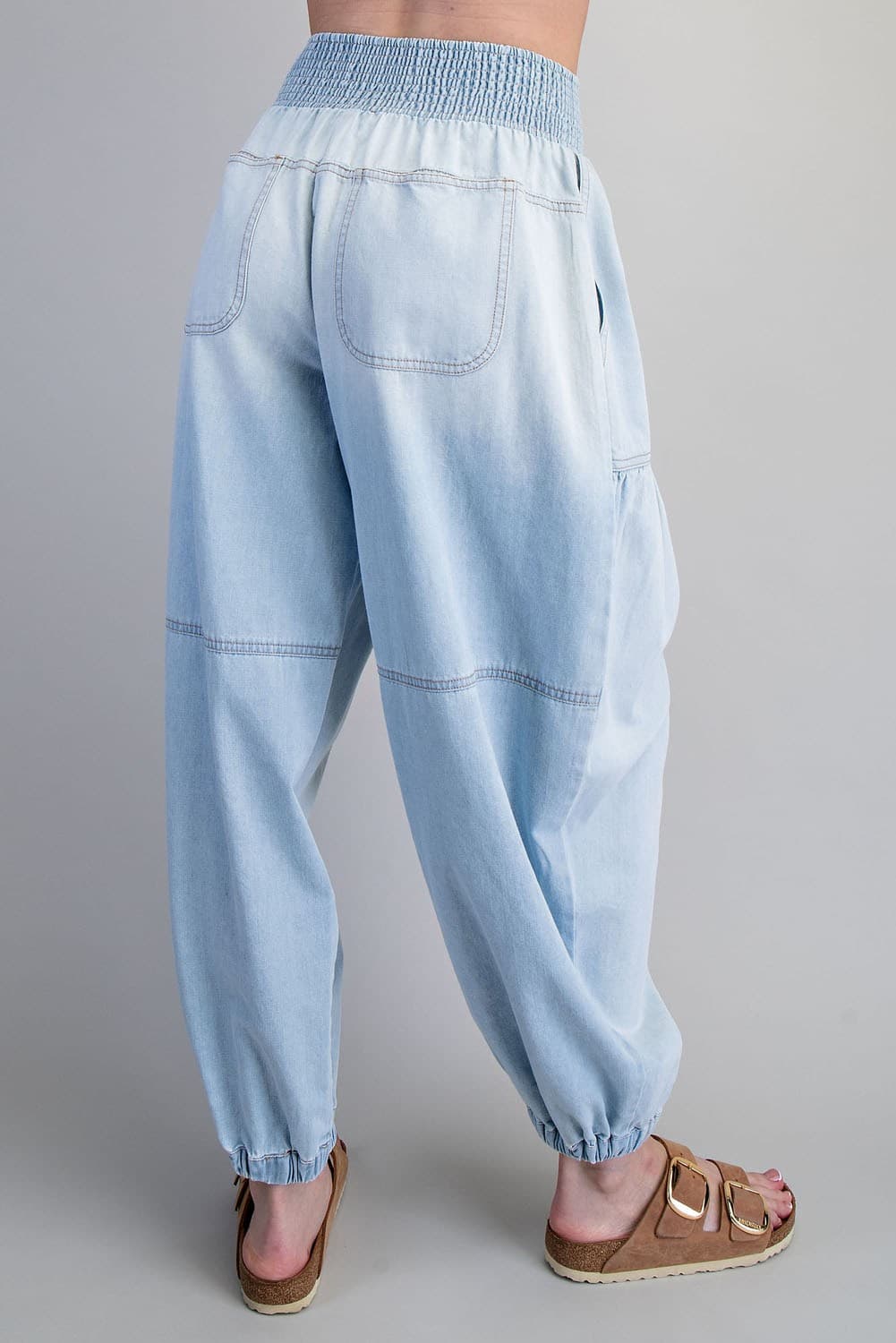 Washed Denim Jogger Pants