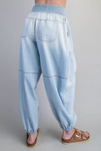 Washed Denim Jogger Pants