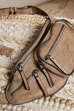 Distressed leather belt bag and