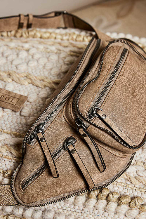 Distressed leather belt bag and