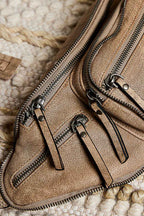 Distressed leather belt bag and