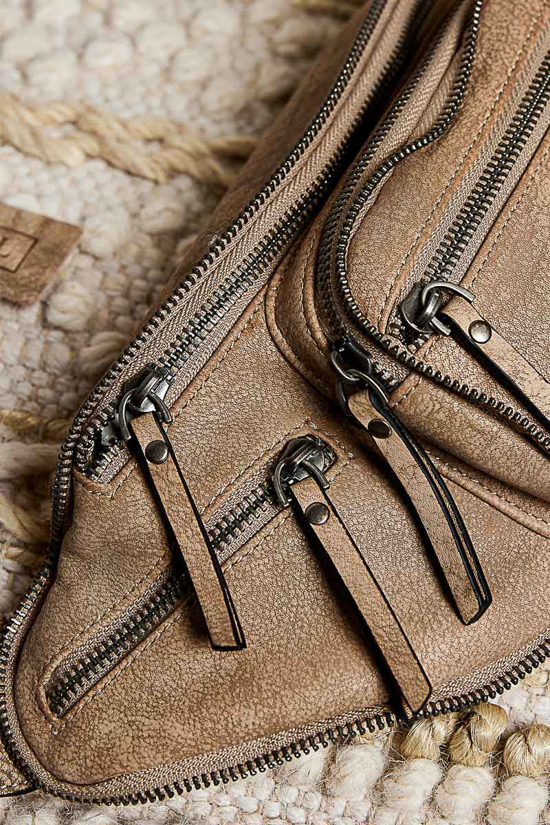 Distressed leather belt bag and