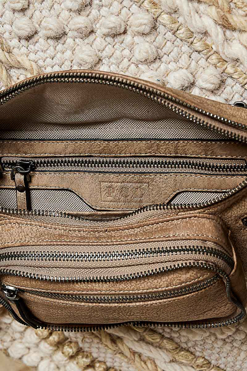 Distressed leather belt bag and
