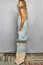 Wide Leg Mixed Pattern Overalls