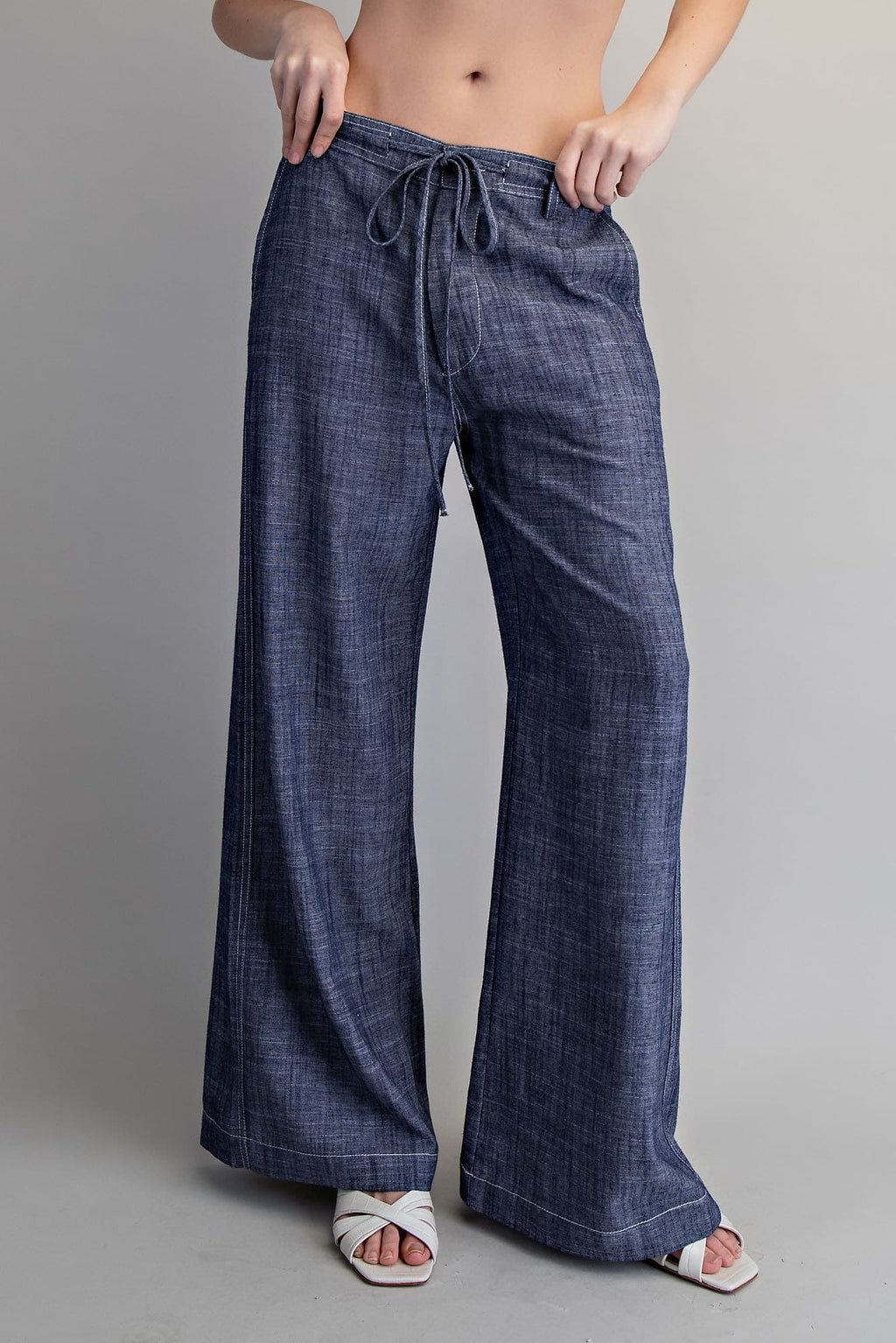 String Tie Straight Leg Pants