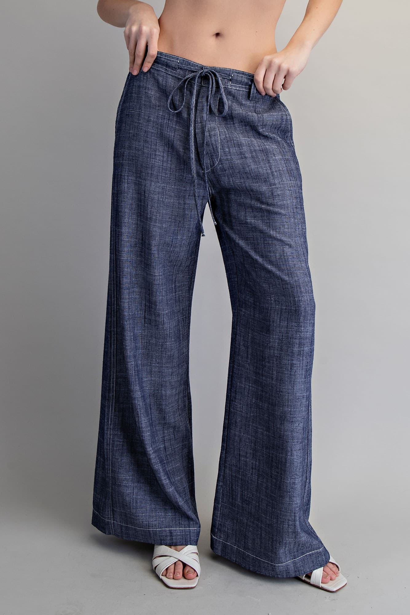 String Tie Straight Leg Pants
