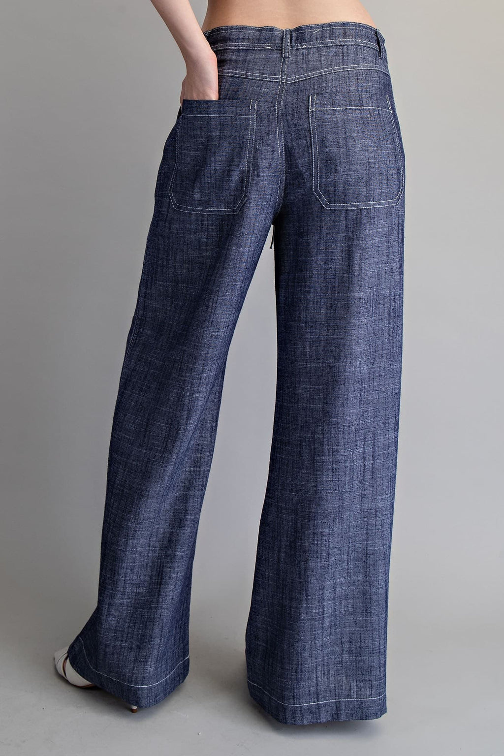 String Tie Straight Leg Pants