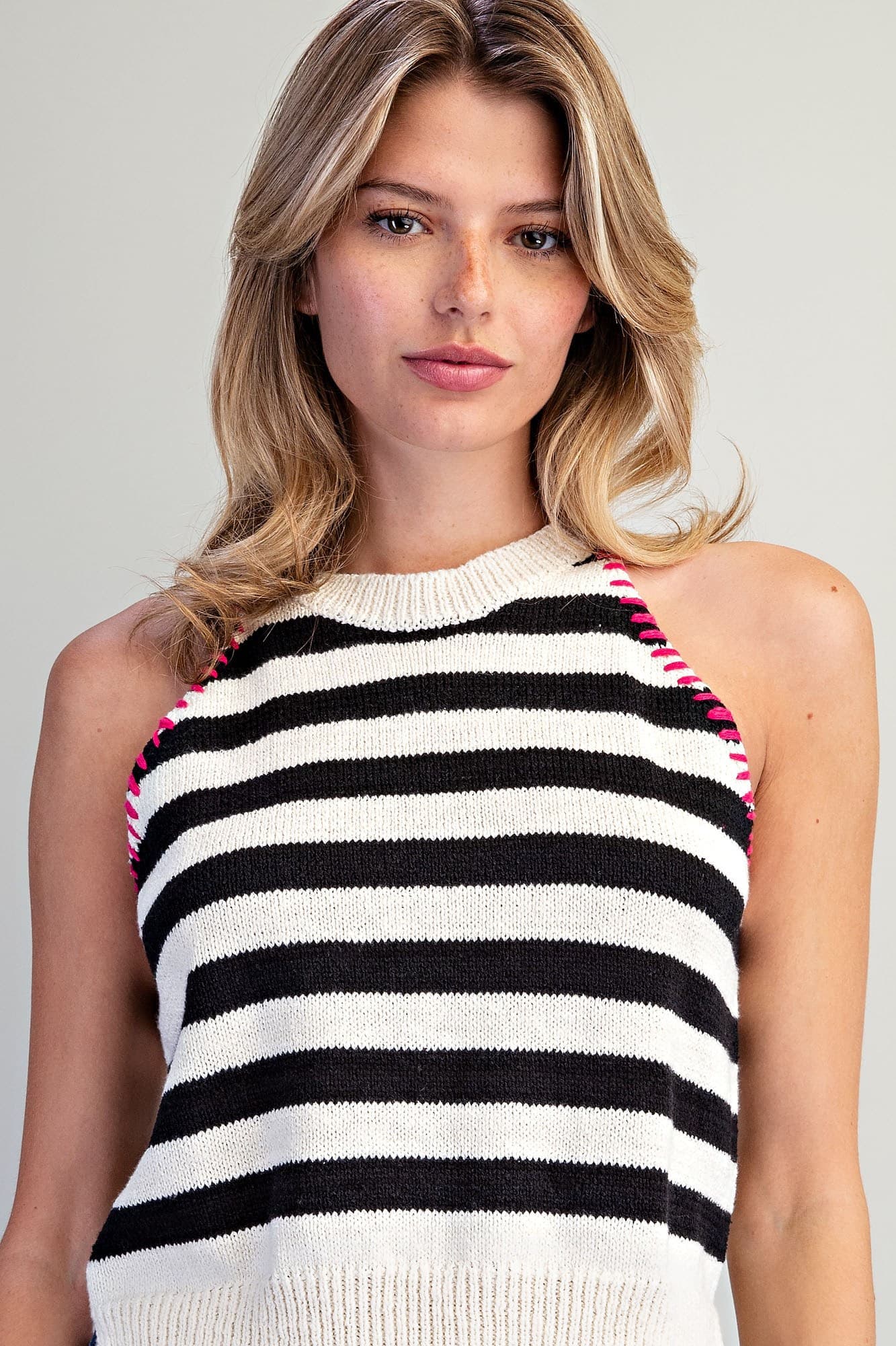 Striped Sleeveless Sweater