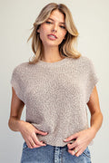 Cap Sleeve Textured Knit Top