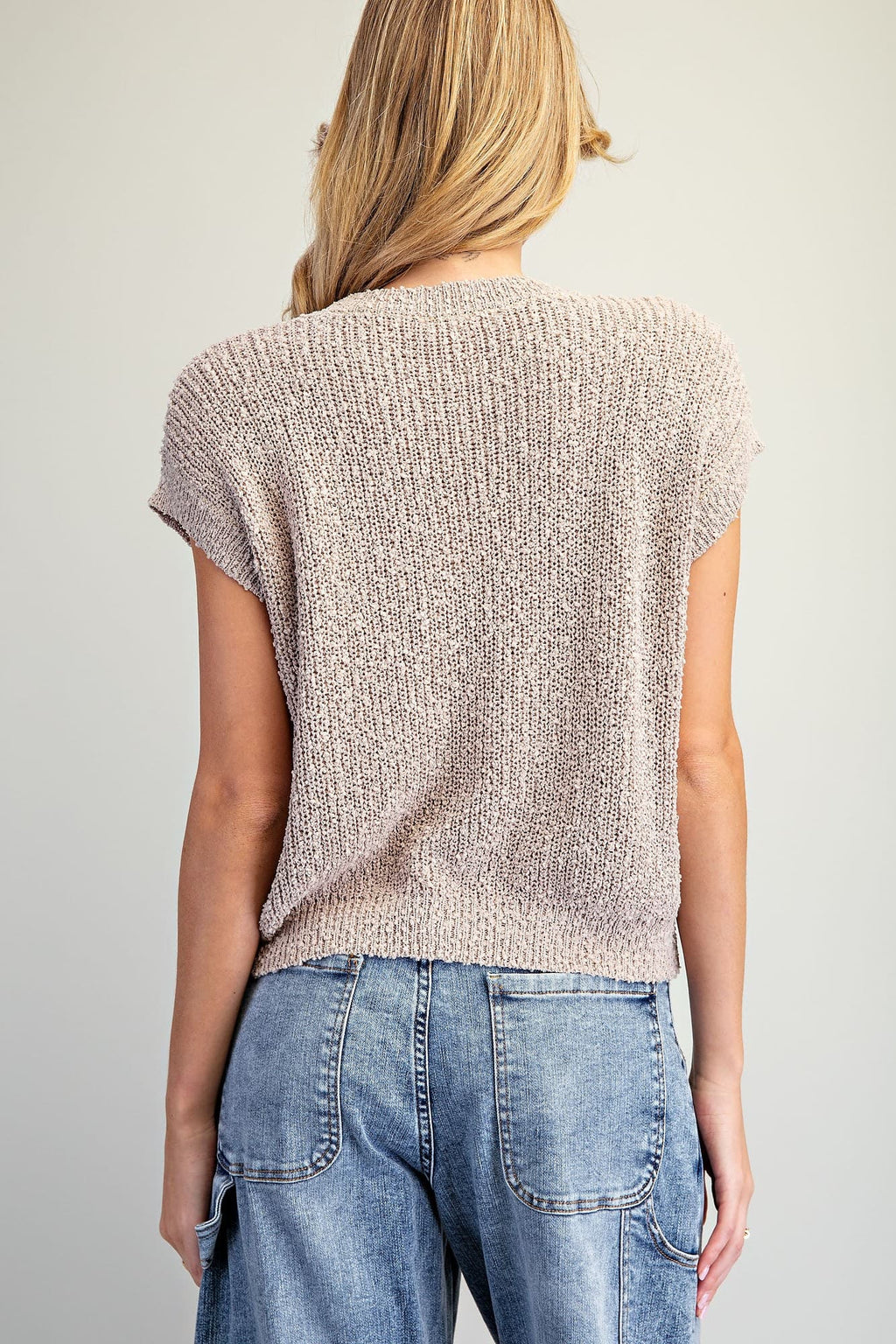 Cap Sleeve Textured Knit Top