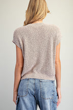 Cap Sleeve Textured Knit Top