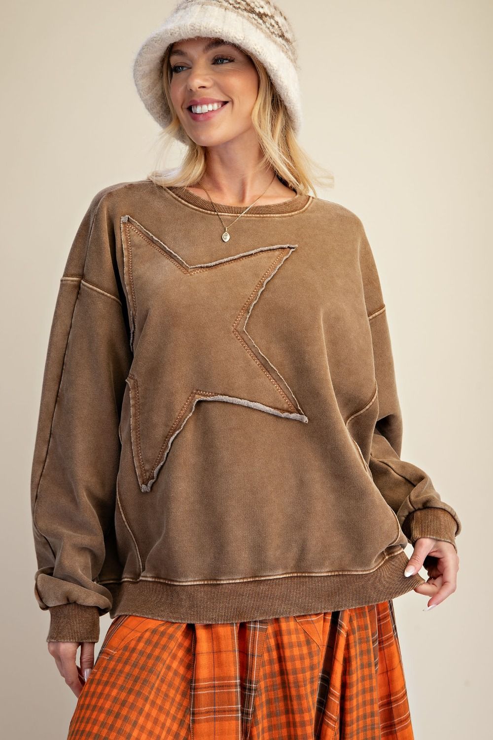 Star Patch Terry Pullover Top