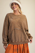 Star Patch Terry Pullover Top
