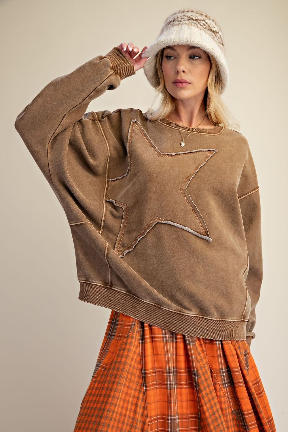 Star Patch Terry Pullover Top
