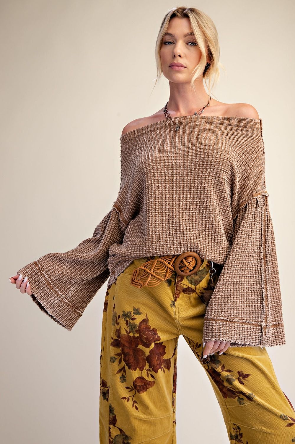 Thermal Knit Off The Shoulder Top