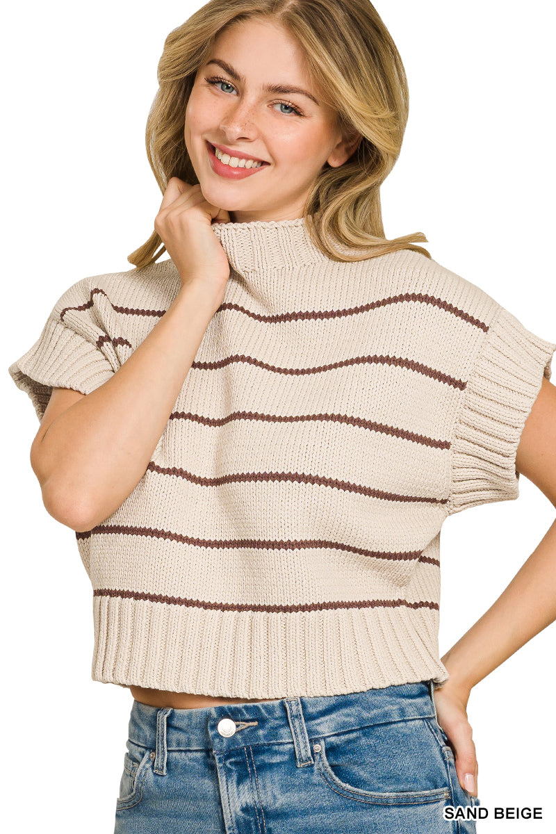 Striped Mock Neck Sweater