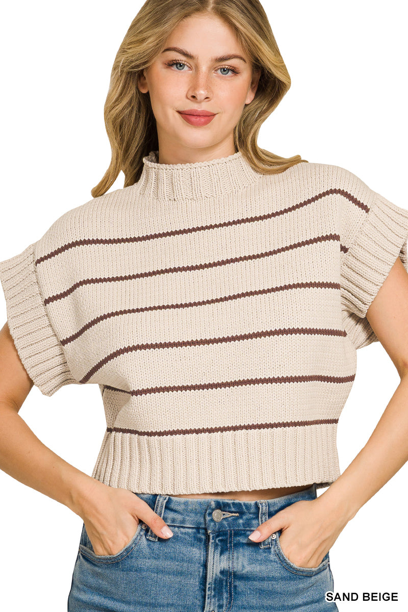 Striped Mock Neck Sweater