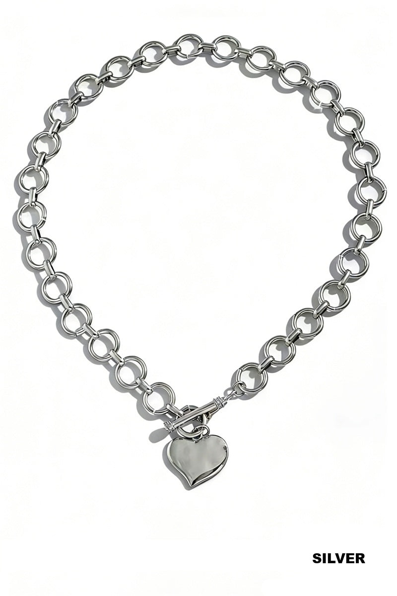 Hammered Heart Toggle Necklace