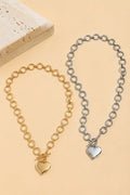Hammered Heart Toggle Necklace