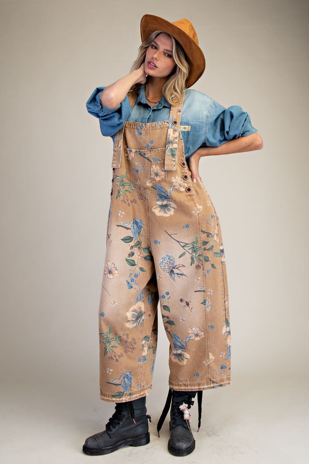 Flower Print Overalls