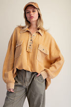 Gauze Button Up Top