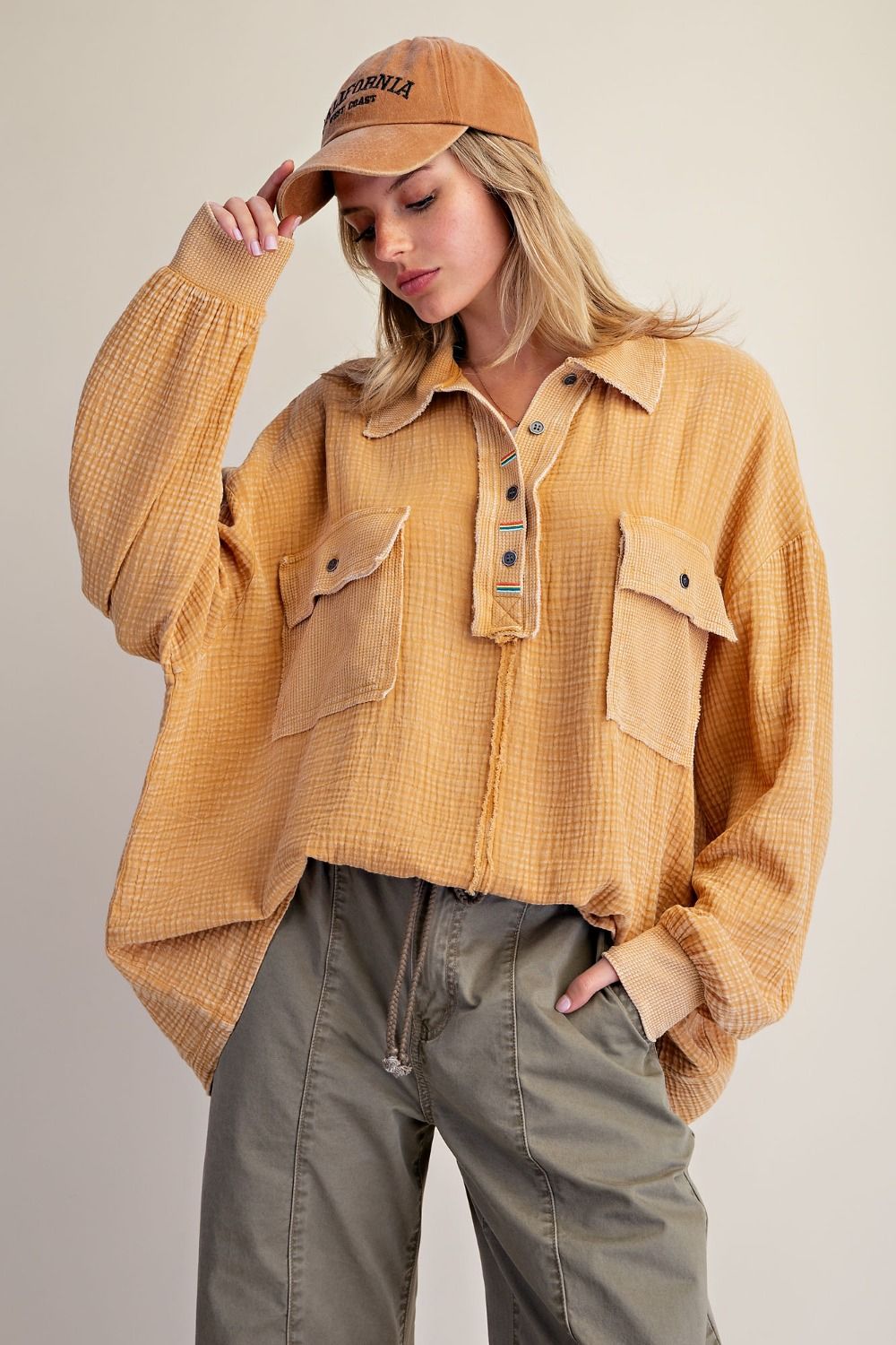 Gauze Button Up Top