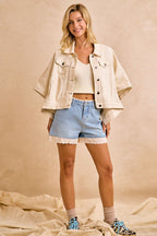 Oversized Cape Sleeve Denim Jacket