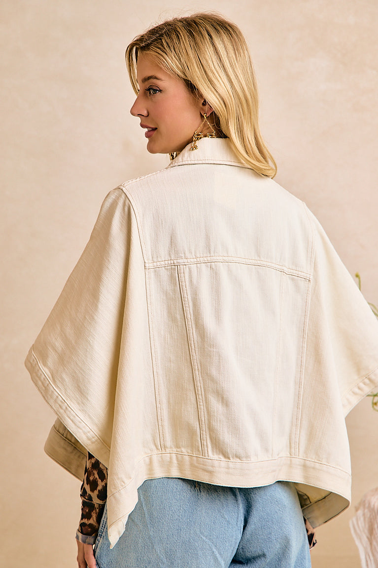 Oversized Cape Sleeve Denim Jacket