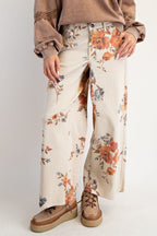 Flower Print Twill Pants