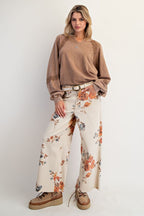 Flower Print Twill Pants