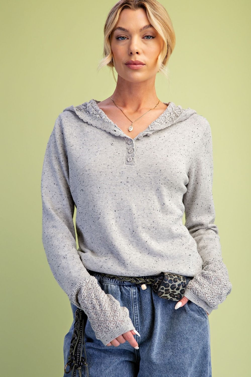 Hooded Knit Sweater Top