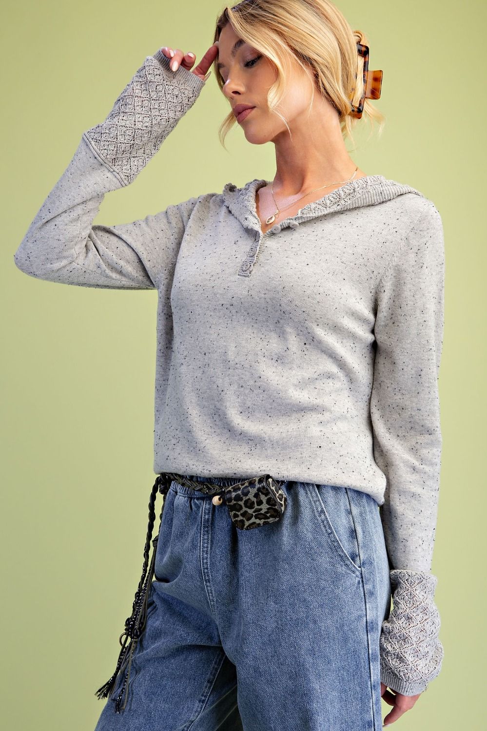 Hooded Knit Sweater Top